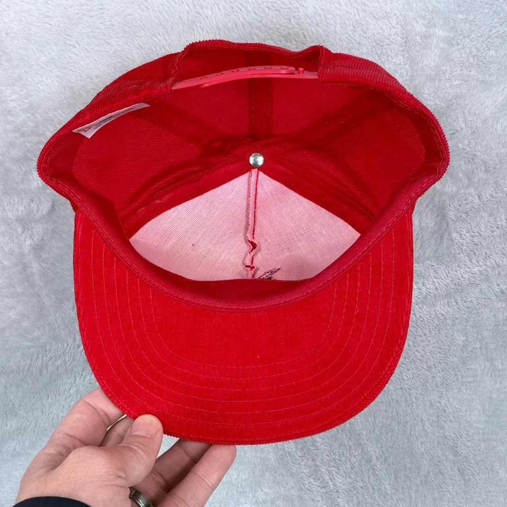 Vintage Trucker Hat Red Corduroy Biplane Aviation Snapback Airplane Baseball Cap